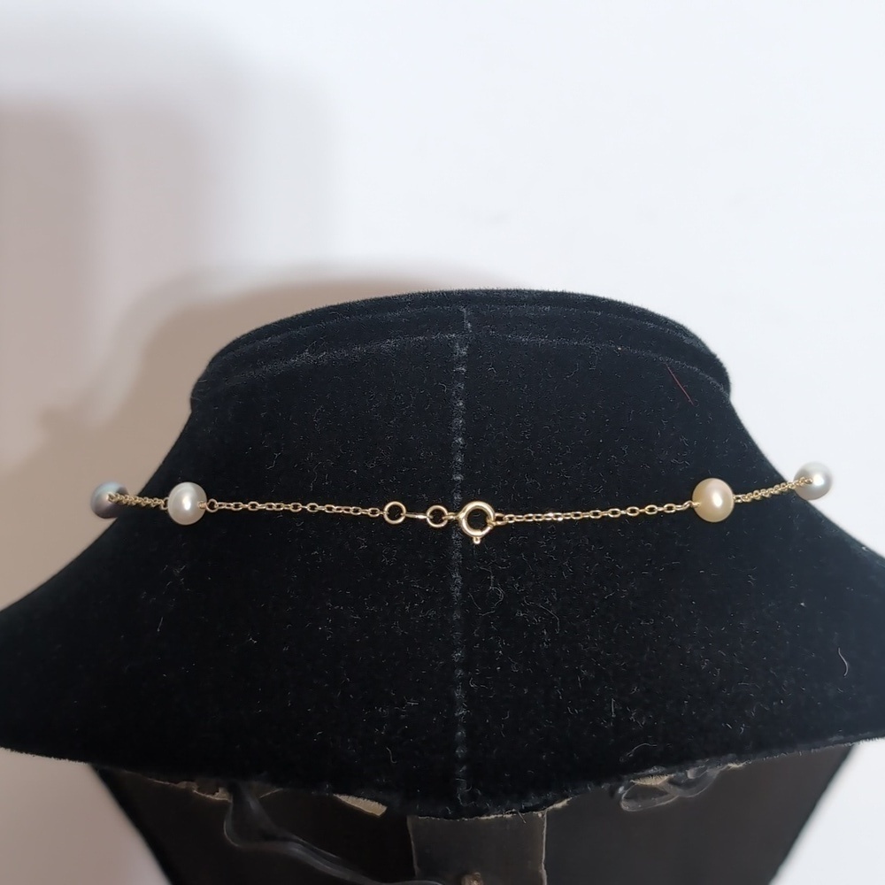14kt Gold with Mixed Pearls Necklace - Picture 3 of 5